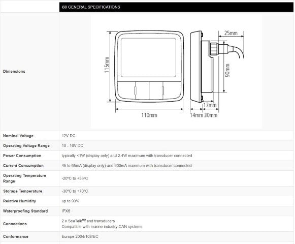 Raymarine i60 Instrument Displays
