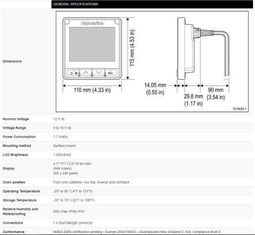 Raymarine i70S Multi Colour Instrument
