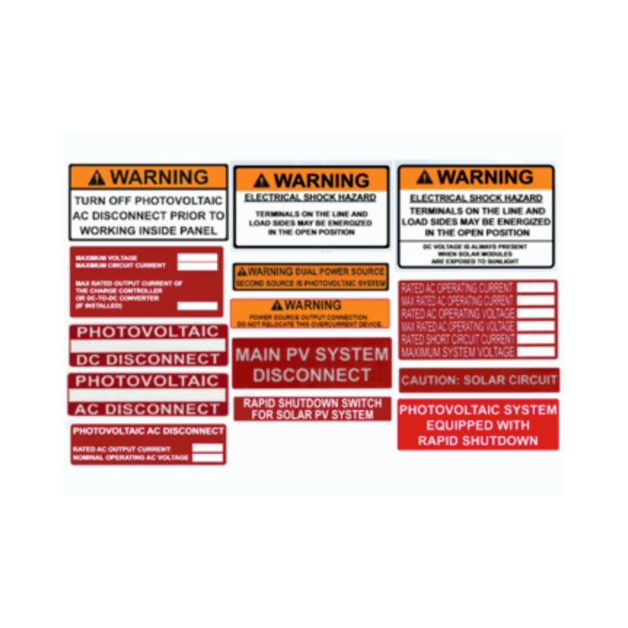 Adhesive Solar PV Label Kits - AS4777 Compliant