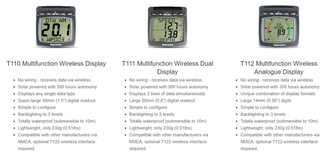 Raymarine Tacktick Wireless Instrument Displays